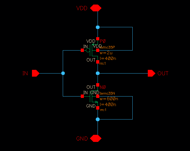 matched CMOS inverter schematic
